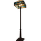Meyda Lighting Camel 68" 2-Light Craftsman Brown Highlighted Mission Floor Lamp With Blue & Beige Shade Glass