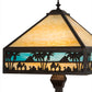 Meyda Lighting Camel 68" 2-Light Craftsman Brown Highlighted Mission Floor Lamp With Blue & Beige Shade Glass