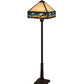 Meyda Lighting Camel 68" 2-Light Craftsman Brown Highlighted Mission Floor Lamp With Blue & Beige Shade Glass