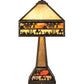 Meyda Lighting Camel Mission 26" 3-Light Craftsman Brown Highlighted Table Lamp With Beige & Orange Art Shade Glass