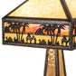 Meyda Lighting Camel Mission 26" 3-Light Craftsman Brown Highlighted Table Lamp With Beige & Orange Art Shade Glass