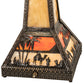 Meyda Lighting Camel Mission 26" 3-Light Craftsman Brown Highlighted Table Lamp With Beige & Orange Art Shade Glass