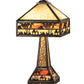 Meyda Lighting Camel Mission 26" 3-Light Craftsman Brown Highlighted Table Lamp With Beige & Orange Art Shade Glass