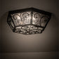 Meyda Lighting Camilla 24" 3-Light Antique Iron Gate Flush Mount Light With Clear Seeded Shade Glass