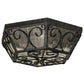 Meyda Lighting Camilla 24" 3-Light Antique Iron Gate Flush Mount Light With Clear Seeded Shade Glass