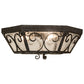 Meyda Lighting Camilla 24" 3-Light Antique Iron Gate Flush Mount Light With Clear Seeded Shade Glass