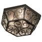 Meyda Lighting Camilla 24" 3-Light Antique Iron Gate Flush Mount Light With Clear Seeded Shade Glass