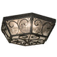 Meyda Lighting Camilla 24" 3-Light Antique Iron Gate Flush Mount Light With Clear Seeded Shade Glass
