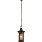 Meyda Lighting Camp Uncas 8" Black Wrought Iron Lantern Pendant Light With Clear Seeded Shade Glass