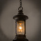 Meyda Lighting Camp Uncas 8" Black Wrought Iron Lantern Pendant Light With Clear Seeded Shade Glass