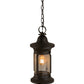 Meyda Lighting Camp Uncas 8" Black Wrought Iron Lantern Pendant Light With Clear Seeded Shade Glass