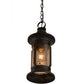 Meyda Lighting Camp Uncas 8" Black Wrought Iron Lantern Pendant Light With Clear Seeded Shade Glass