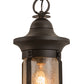 Meyda Lighting Camp Uncas 8" Black Wrought Iron Lantern Pendant Light With Clear Seeded Shade Glass
