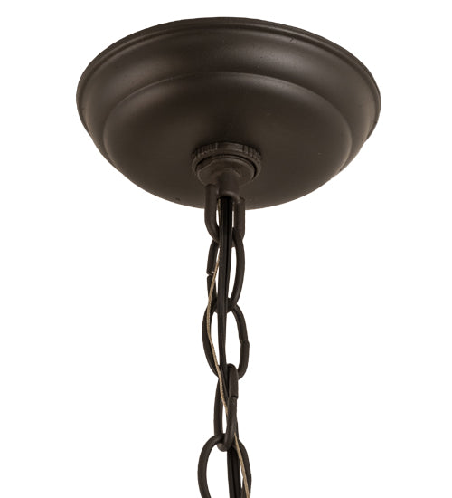 Meyda Lighting Camp Uncas 8" Black Wrought Iron Lantern Pendant Light With Clear Seeded Shade Glass