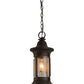 Meyda Lighting Camp Uncas 8" Black Wrought Iron Lantern Pendant Light With Clear Seeded Shade Glass