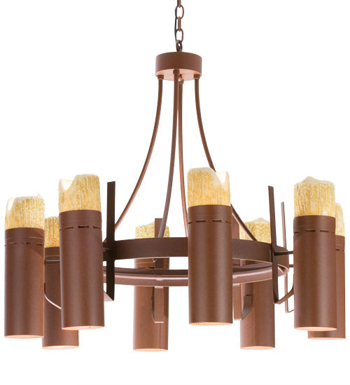 Meyda Lighting Candle Drop 36" 16-Light Rust Chandelier With Ivory Faux Candlelight