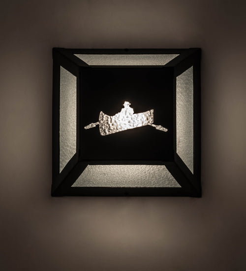 Meyda Lighting Canoe 10" Black Wall Sconce With Clear Seeded Shade Glass