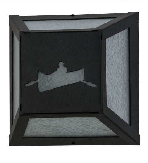 Meyda Lighting Canoe 10" Black Wall Sconce With Clear Seeded Shade Glass