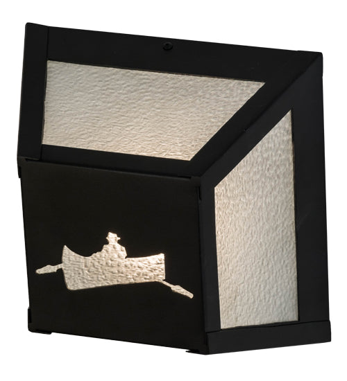 Meyda Lighting Canoe 10" Black Wall Sconce With Clear Seeded Shade Glass