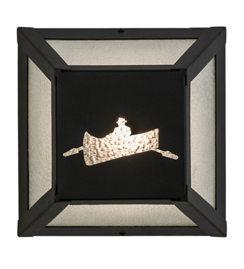 Meyda Lighting Canoe 10" Black Wall Sconce With Clear Seeded Shade Glass
