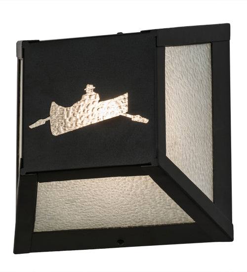 Meyda Lighting Canoe 10" Black Wall Sconce With Clear Seeded Shade Glass