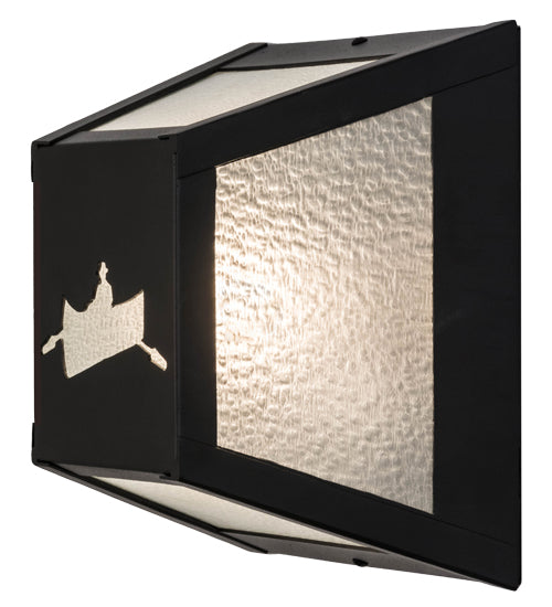 Meyda Lighting Canoe 10" Black Wall Sconce With Clear Seeded Shade Glass