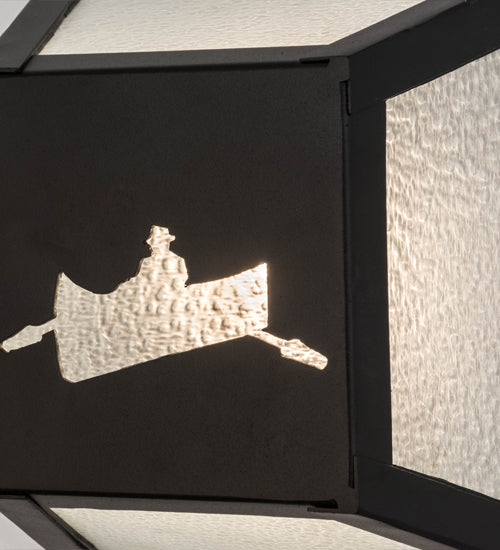 Meyda Lighting Canoe 10" Black Wall Sconce With Clear Seeded Shade Glass