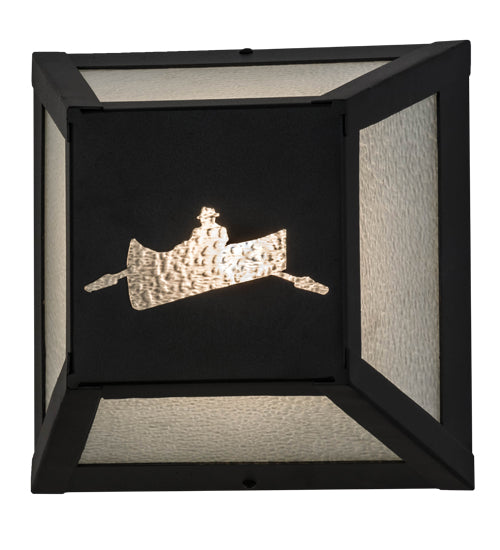 Meyda Lighting Canoe 10" Black Wall Sconce With Clear Seeded Shade Glass