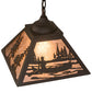 Meyda Lighting Canoe 17" Oil Rubbed Bronze Tall Pines Pendant Light With Silver Mica Shade Glass