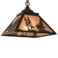 Meyda Lighting Canoe 17" Oil Rubbed Bronze Tall Pines Pendant Light With Silver Mica Shade Glass