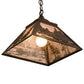Meyda Lighting Canoe 17" Oil Rubbed Bronze Tall Pines Pendant Light With Silver Mica Shade Glass