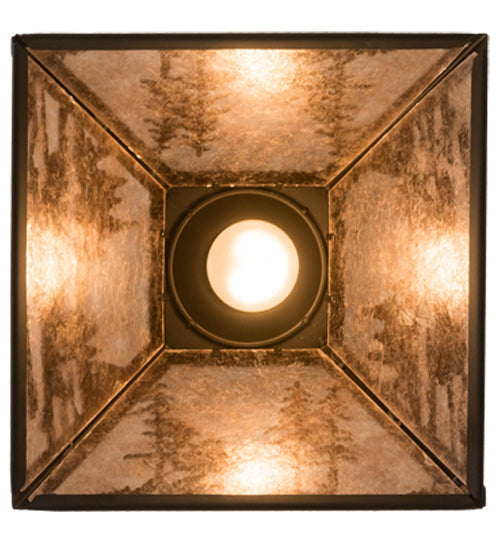 Meyda Lighting Canoe 17" Oil Rubbed Bronze Tall Pines Pendant Light With Silver Mica Shade Glass