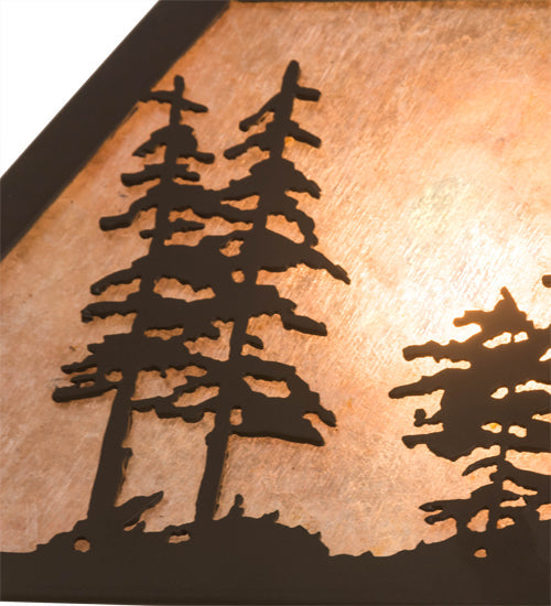 Meyda Lighting Canoe 17" Oil Rubbed Bronze Tall Pines Pendant Light With Silver Mica Shade Glass