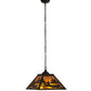 Meyda Lighting Canoe 22" 2-Light Textured Black Tall Pines Pendant Light With Amber Mica Shade Glass
