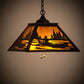 Meyda Lighting Canoe 22" 2-Light Textured Black Tall Pines Pendant Light With Amber Mica Shade Glass