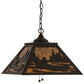 Meyda Lighting Canoe 22" 2-Light Textured Black Tall Pines Pendant Light With Amber Mica Shade Glass