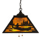 Meyda Lighting Canoe 22" 2-Light Textured Black Tall Pines Pendant Light With Amber Mica Shade Glass