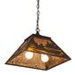 Meyda Lighting Canoe 22" 2-Light Textured Black Tall Pines Pendant Light With Amber Mica Shade Glass