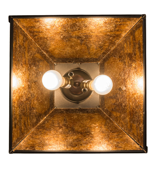 Meyda Lighting Canoe 22" 2-Light Textured Black Tall Pines Pendant Light With Amber Mica Shade Glass