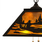Meyda Lighting Canoe 22" 2-Light Textured Black Tall Pines Pendant Light With Amber Mica Shade Glass