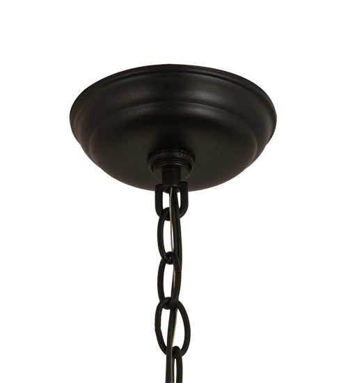 Meyda Lighting Canoe 22" 2-Light Textured Black Tall Pines Pendant Light With Amber Mica Shade Glass