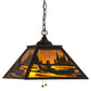 Meyda Lighting Canoe 22" 2-Light Textured Black Tall Pines Pendant Light With Amber Mica Shade Glass