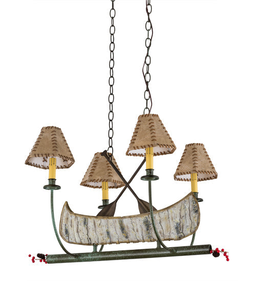 Meyda Lighting Canoe 30" 4-Light Tarnished Copper Chandelier With Brown Shade