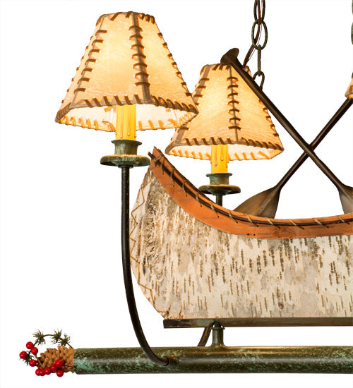 Meyda Lighting Canoe 30" 4-Light Tarnished Copper Chandelier With Brown Shade