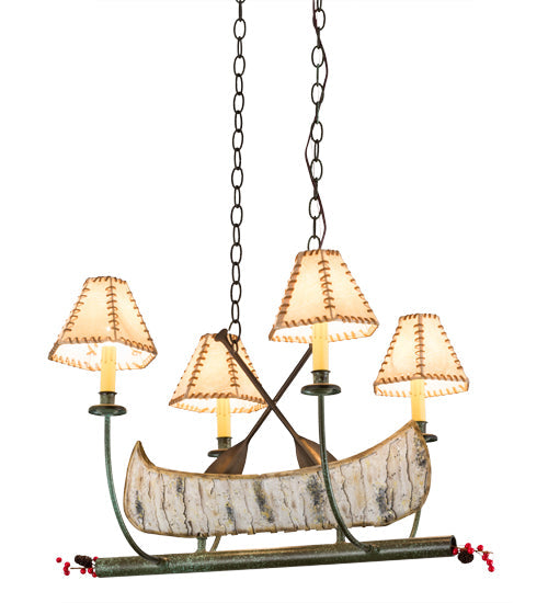 Meyda Lighting Canoe 30" 4-Light Tarnished Copper Chandelier With Brown Shade