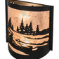 Meyda Lighting Canoe At Lake 10" 2-Light Textured Black Wall Sconce With Silver Mica Shade Glass