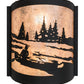 Meyda Lighting Canoe At Lake 10" 2-Light Textured Black Wall Sconce With Silver Mica Shade Glass