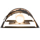 Meyda Lighting Canoe At Lake 10" 2-Light Textured Black Wall Sconce With Silver Mica Shade Glass