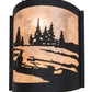 Meyda Lighting Canoe At Lake 10" 2-Light Textured Black Wall Sconce With Silver Mica Shade Glass