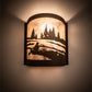 Meyda Lighting Canoe At Lake 10" Oil Rubbed Bronze Left Wall Sconce With Silver Mica Shade Glass